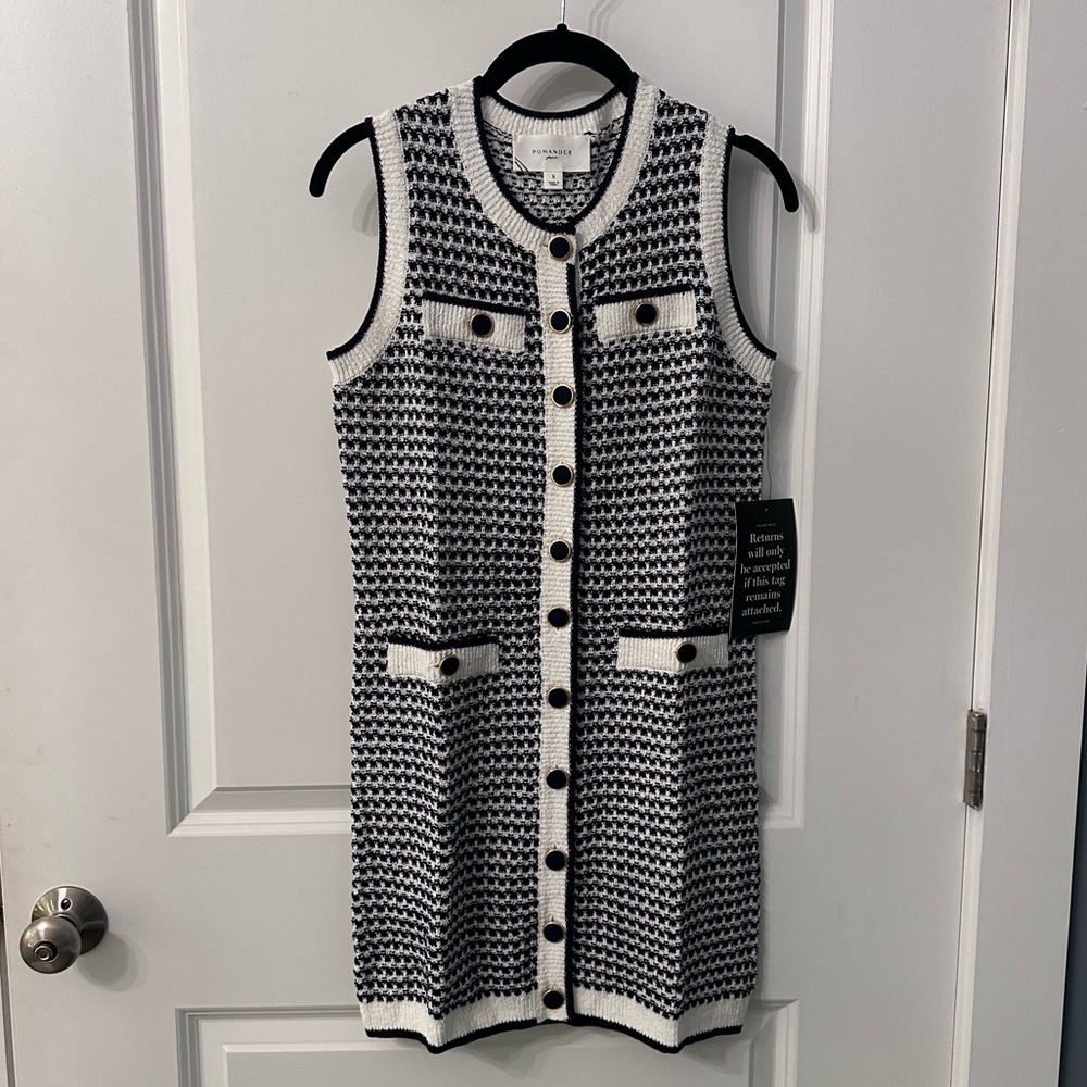 POMANDER PLACE Navy Stripe Bardot Dress - Picture 6 of 10
